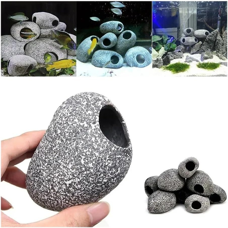 1/2Pcs Aquarium Cichlid Stone  - Aquarium Fish Hide ulasan dan harga